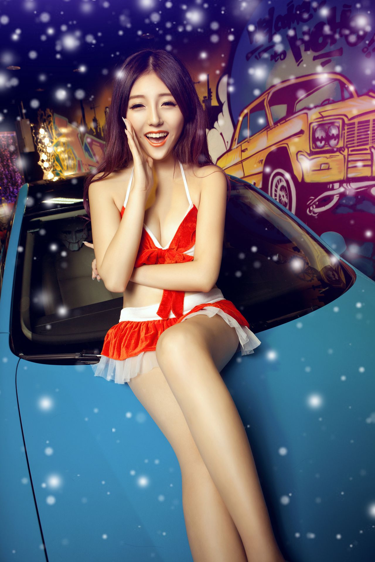 甜美可爱姐妹花 - 圣诞香车魅影图片合集