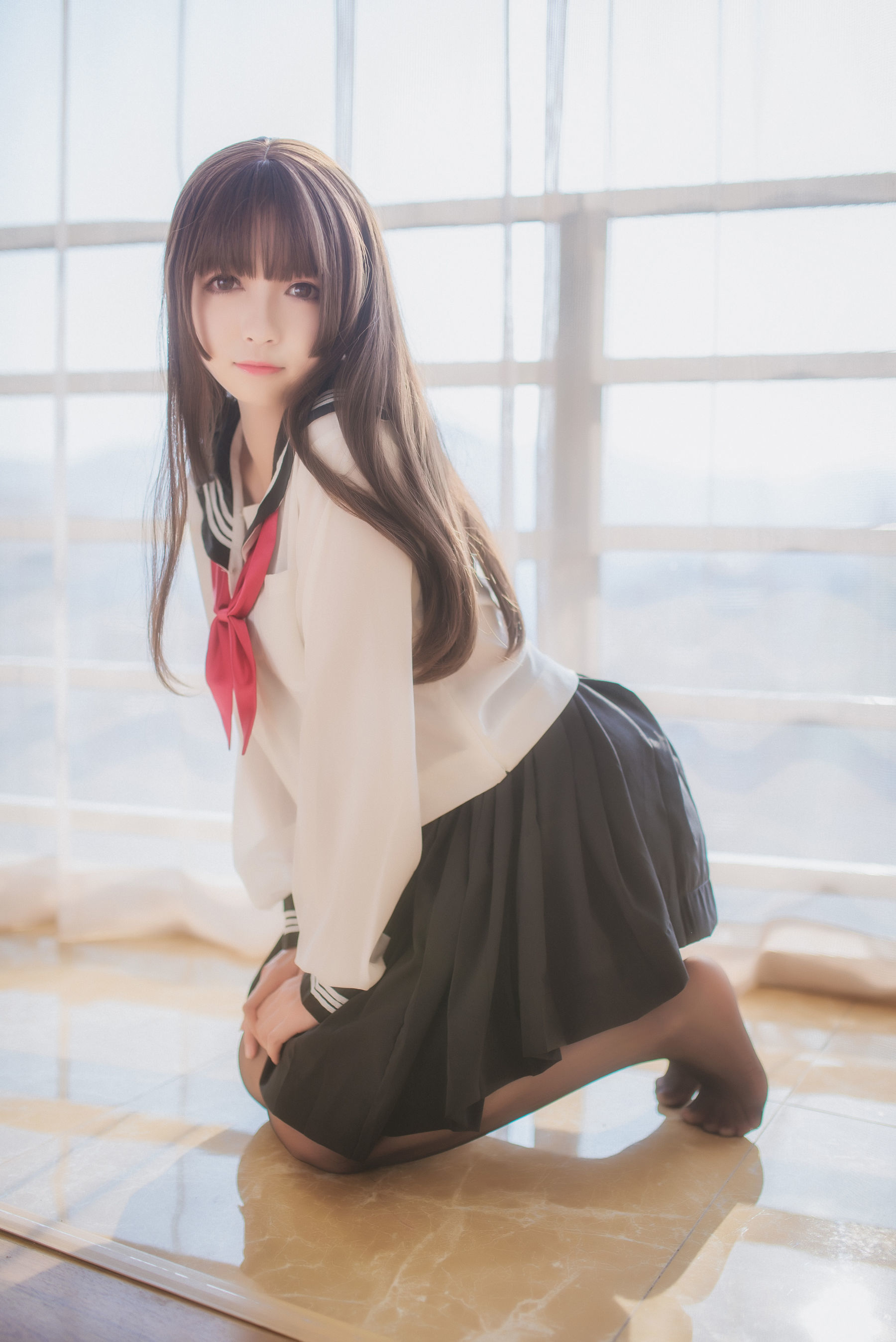 [萝莉COS] 白金Saki - 半透明水手服