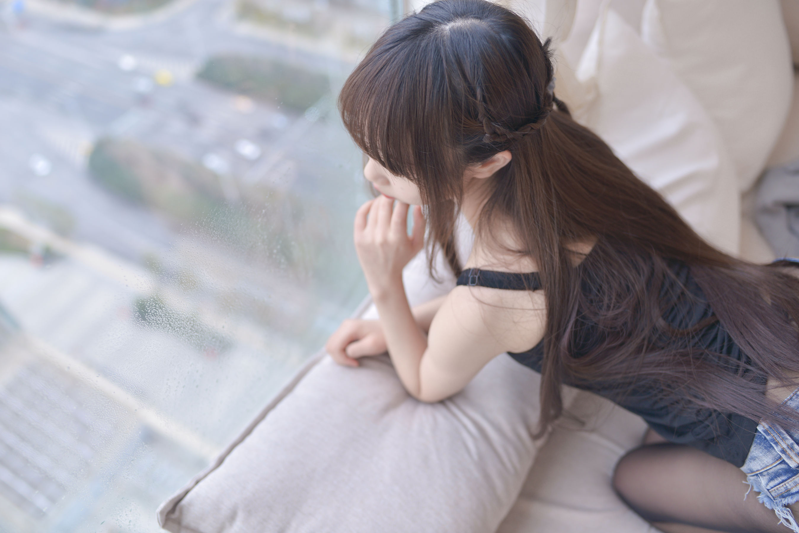 Cos小姐姐雪琪 牛仔黑丝大姐姐