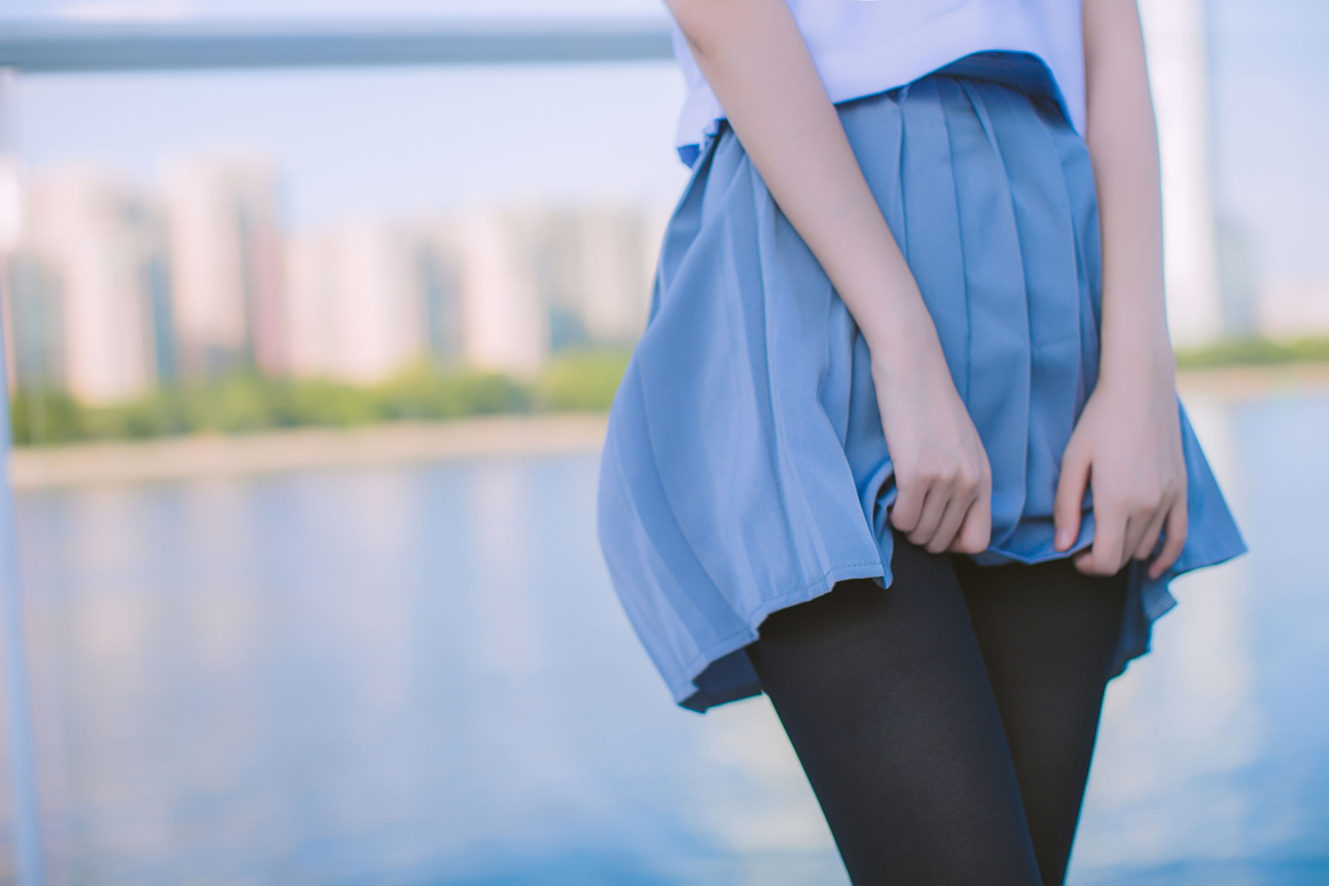 疯猫ss 海边蓝白水手服