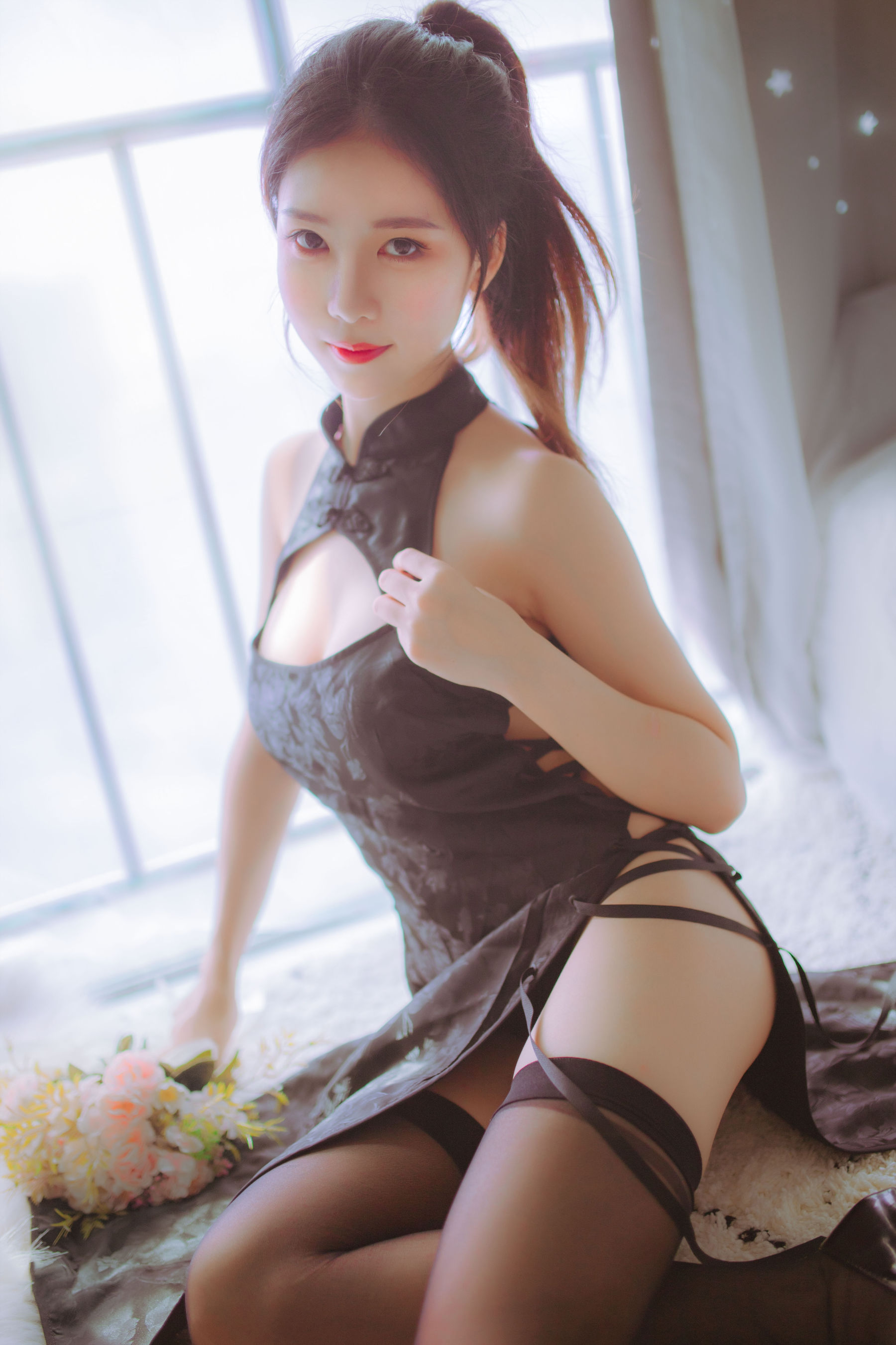 抖娘-利世图集 抖娘×不呆猫 黑白旗袍双子