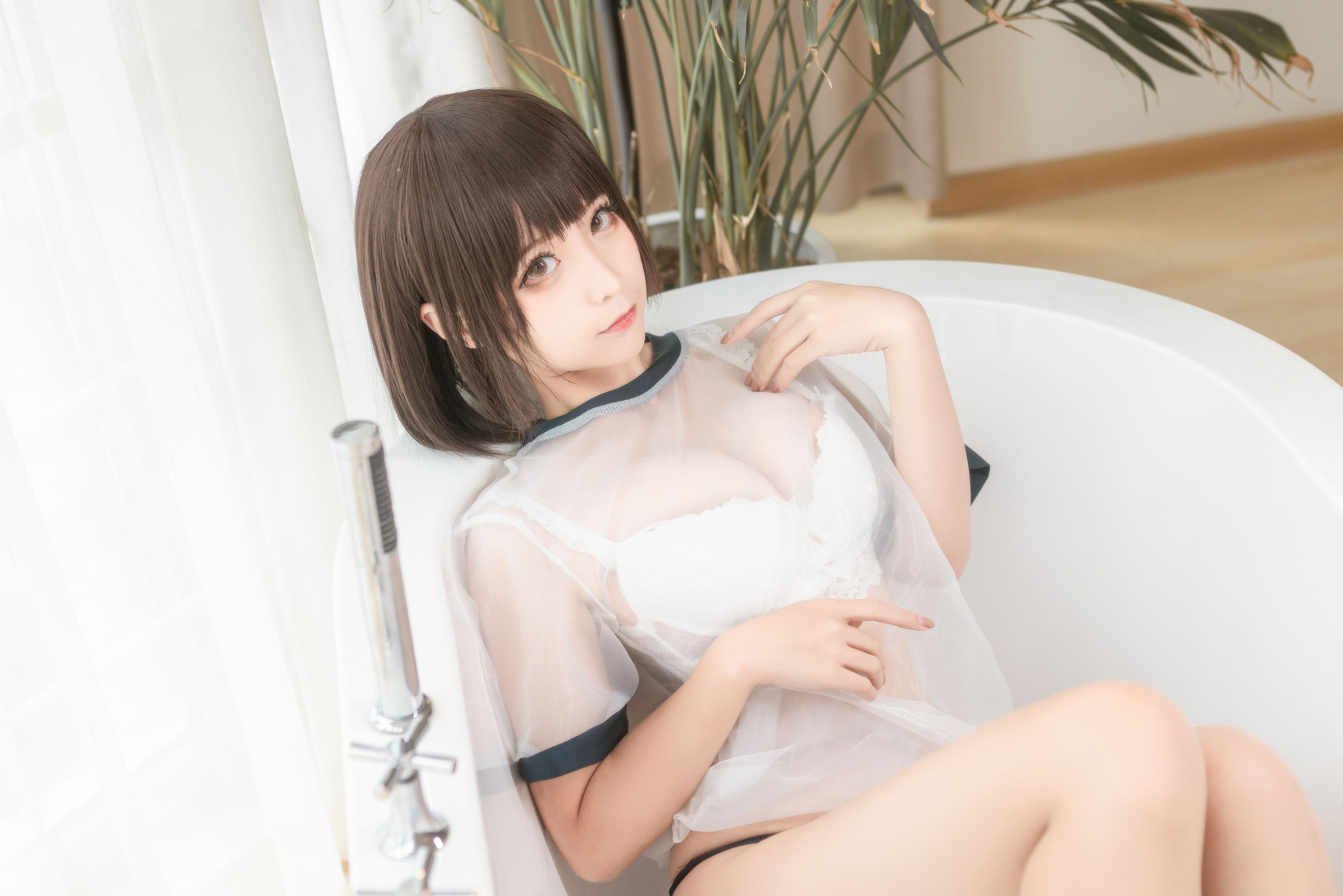 [Cosplay写真] 动漫博主蠢沫沫 - 透明体操服