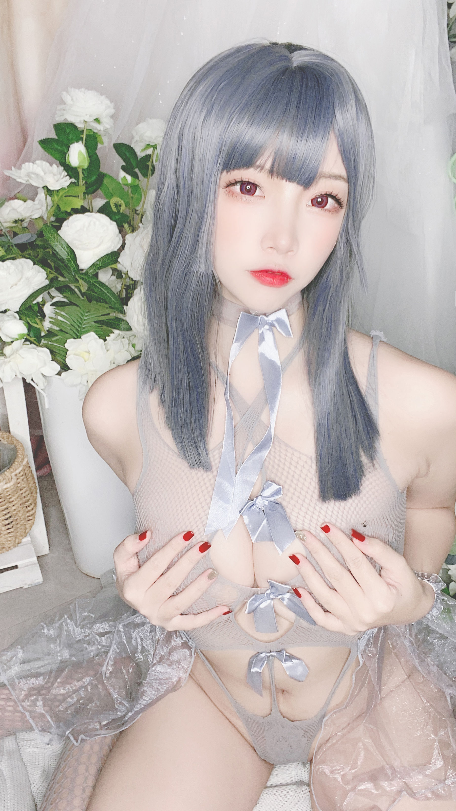 [Cosplay写真] 人气Coser二佐Nisa - 蓝色网状比基尼
