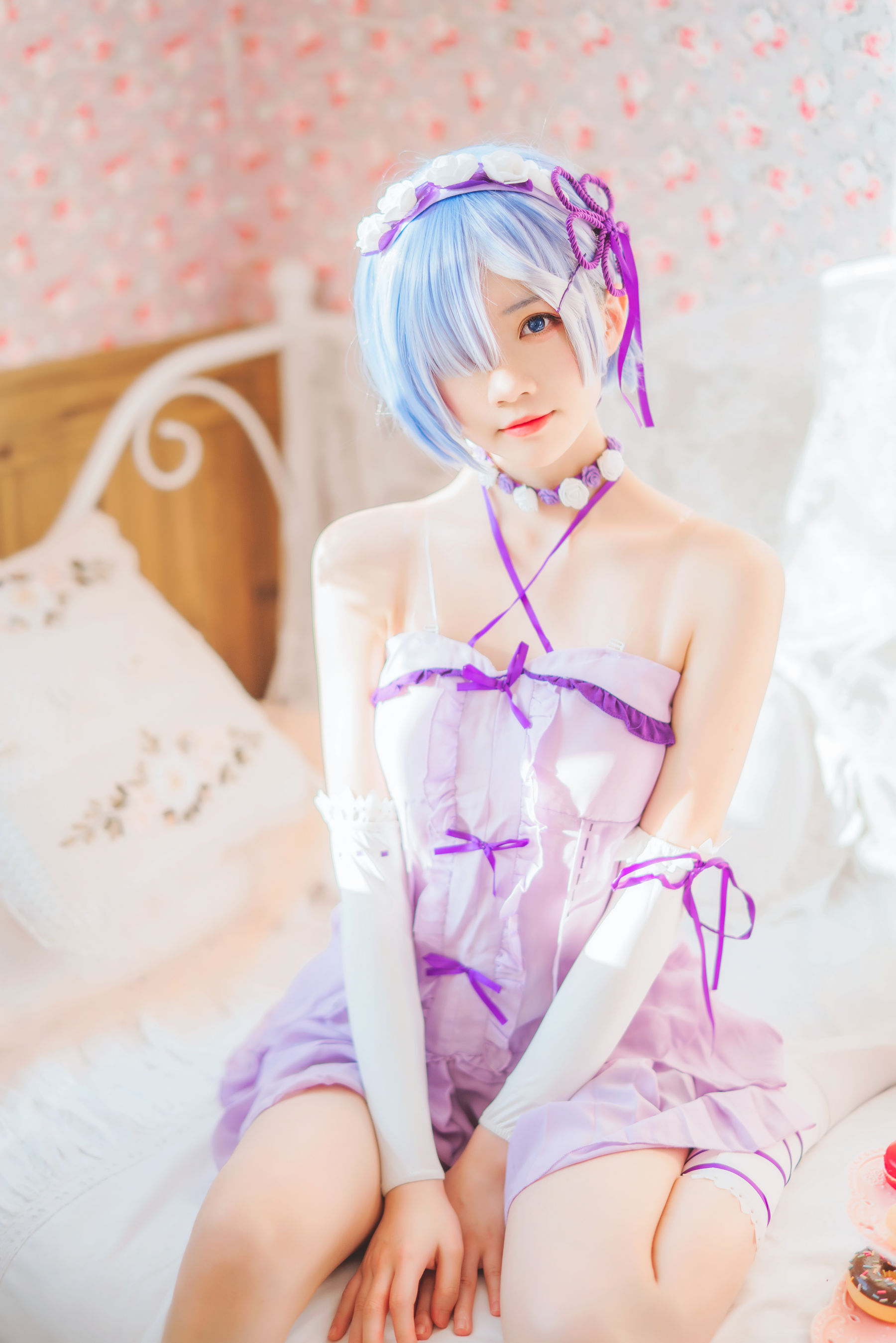 [Cosplay写真] 桜桃喵 - 蕾姆小睡裙