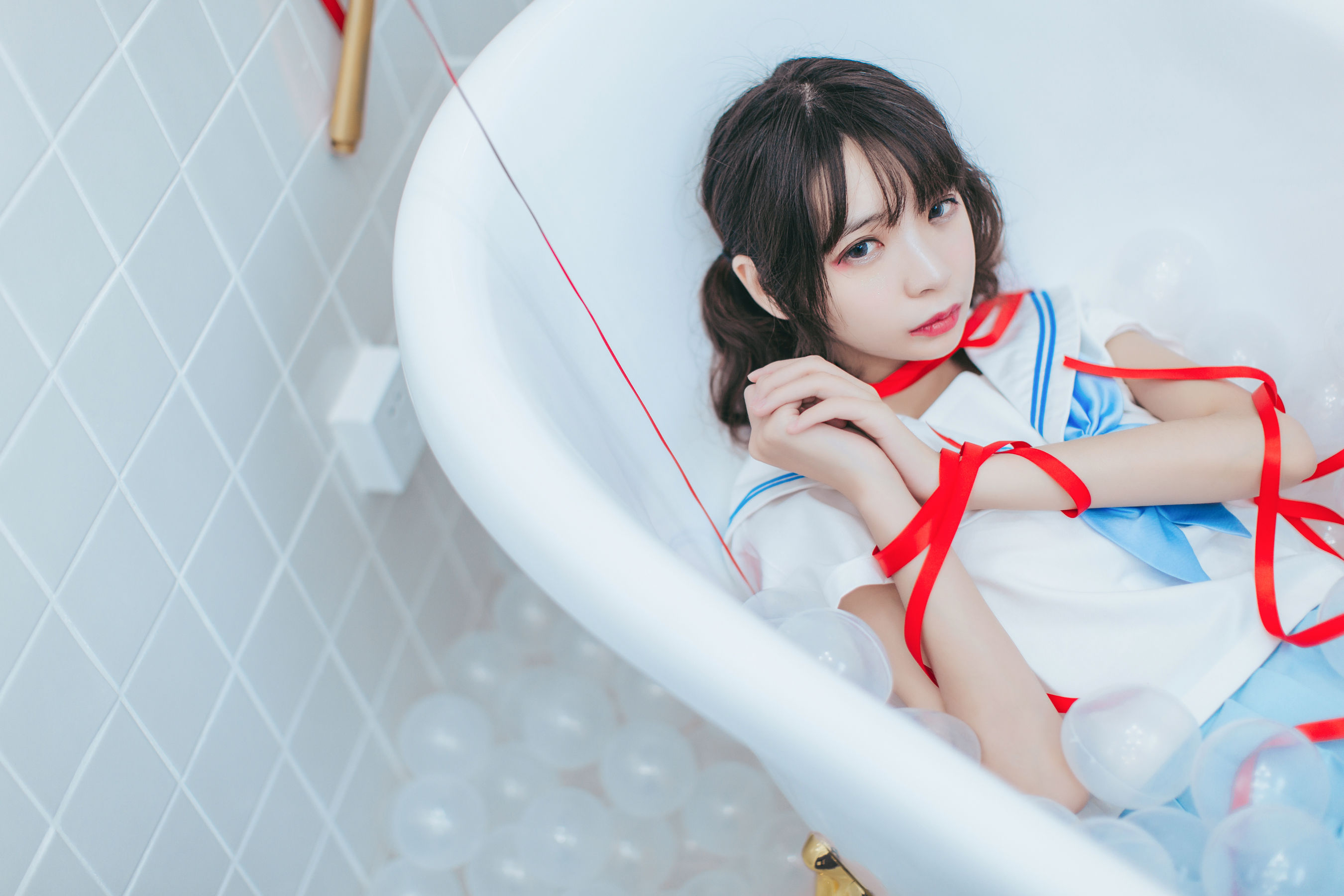 [Cosplay写真] 疯猫ss - 浴室JK