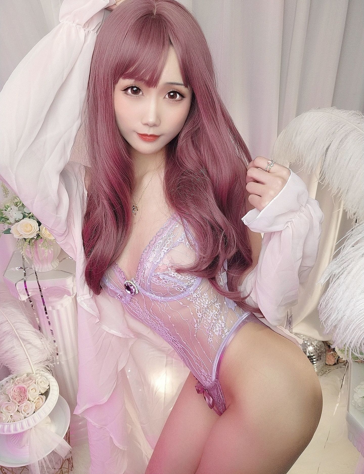 [Cosplay] 动漫博主曉美媽 - (圣诞自拍)紫色迷情