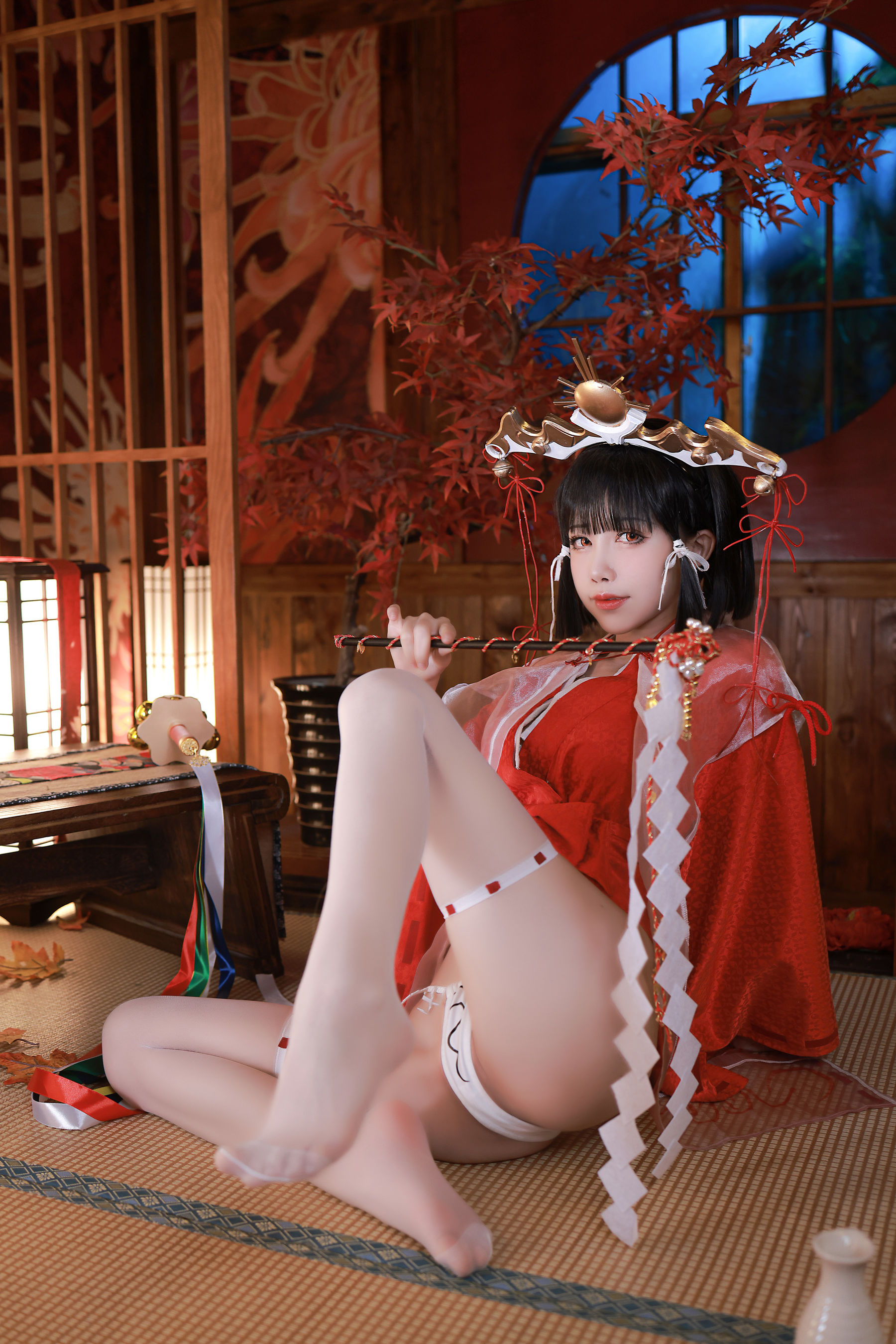 [COS福利] 动漫博主水淼aqua - 黑兽 辉夜巫女