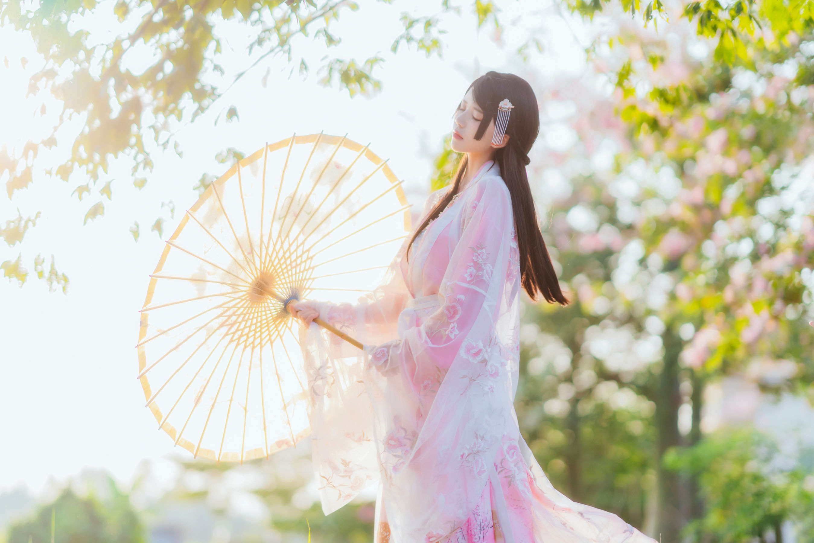 [COS福利] 桜桃喵 - 温柔之汉服桃花