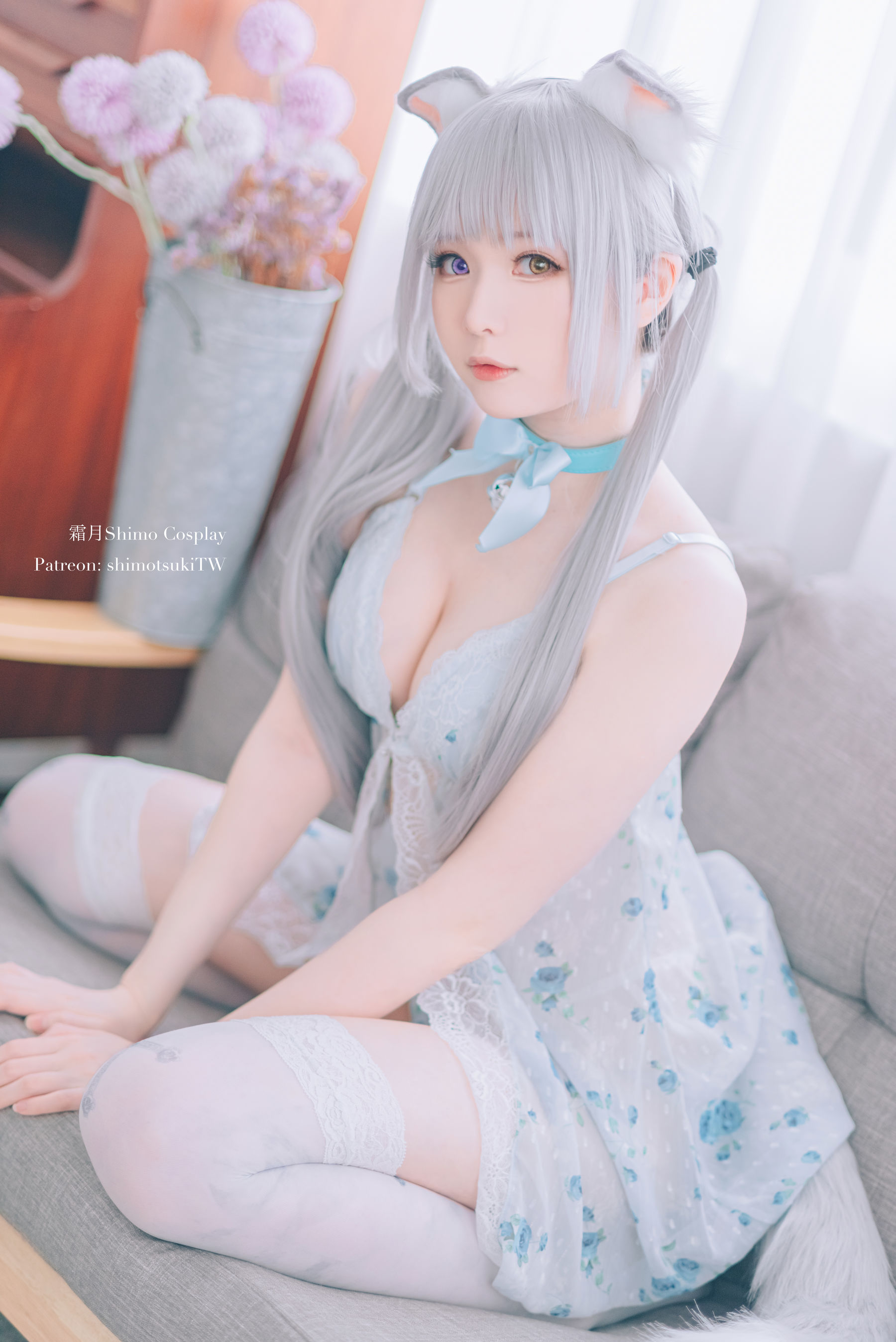 [网红COSER写真] 微博妹纸霜月shimo - ベビードールと灰色ねこ