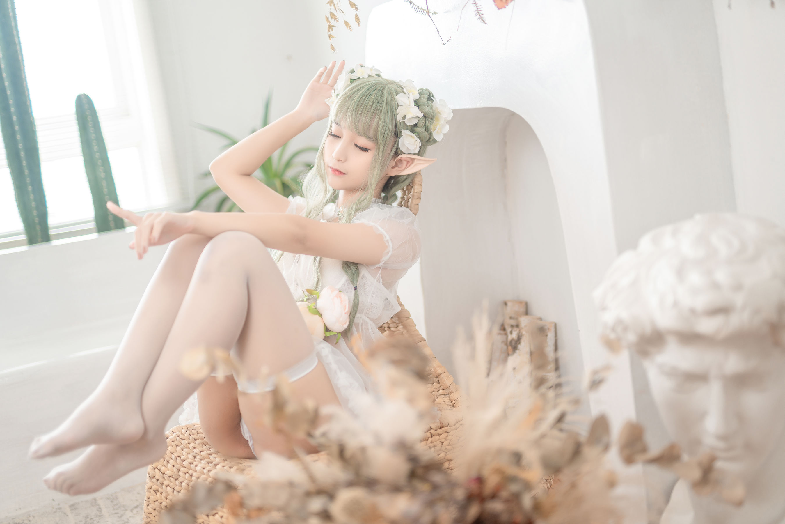 [网红COSER写真] 动漫博主蠢沫沫 - 尖耳国度 绿精灵
