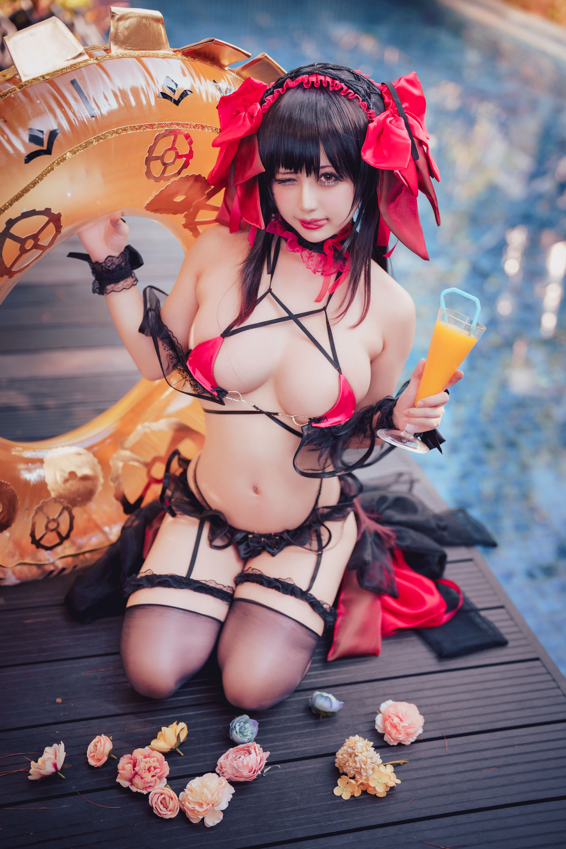 [网红COSER写真] 沖田凜花Rinka - Kurumi Tokisaki Swimsuit