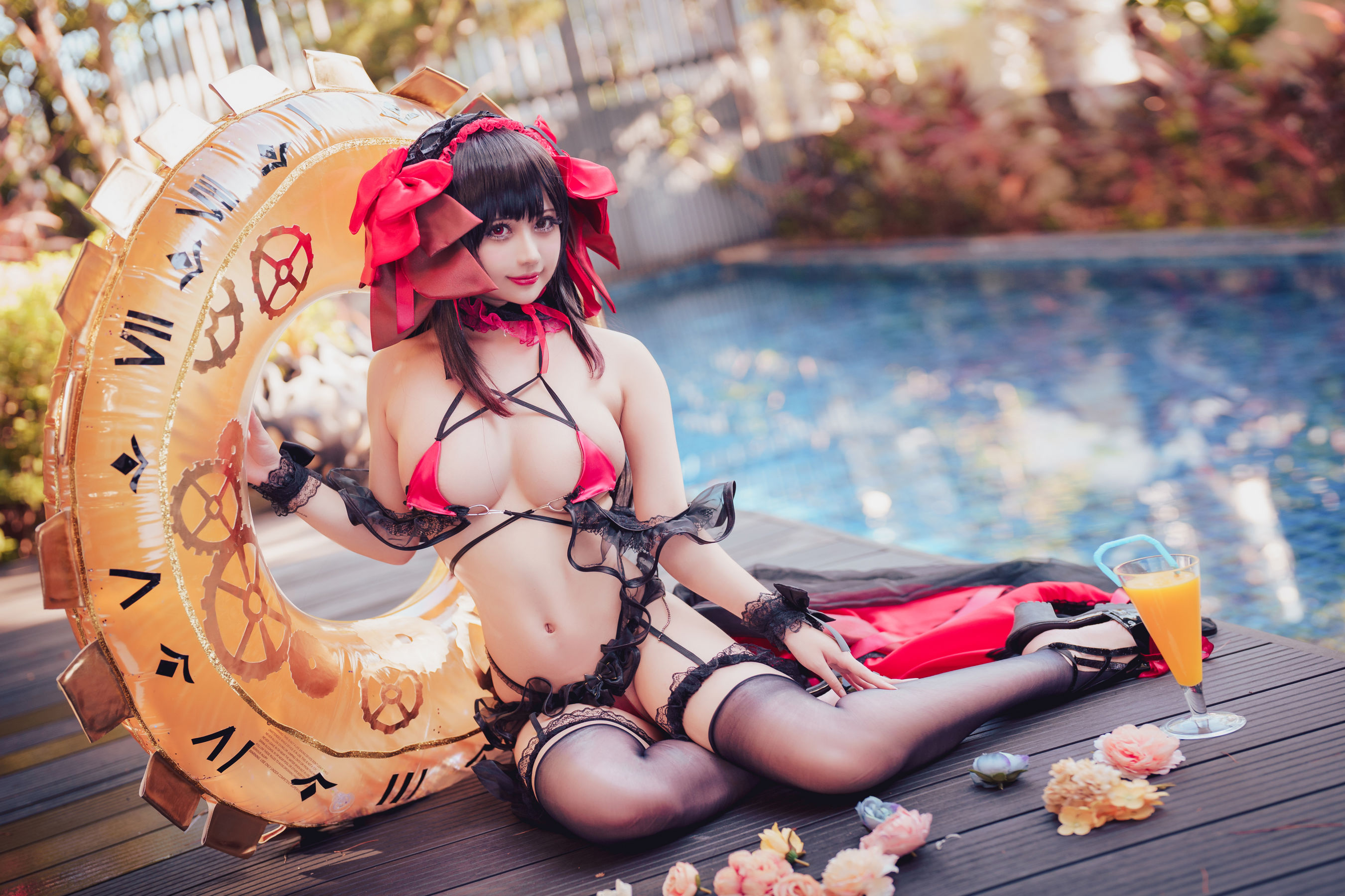 [网红COSER写真] 沖田凜花Rinka - Kurumi Tokisaki Swimsuit