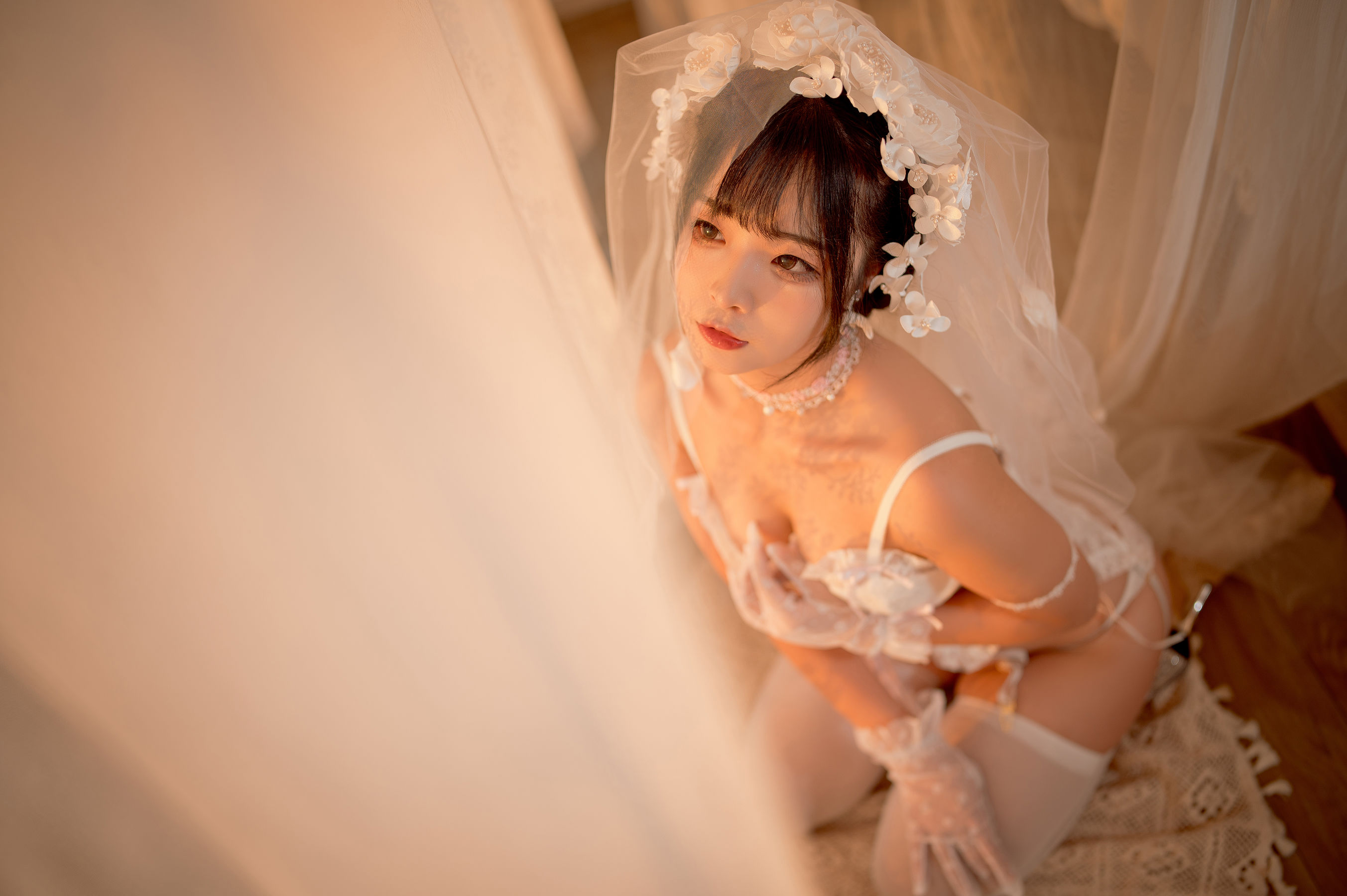 [福利COS] yuuhui玉汇 - 纯白花嫁