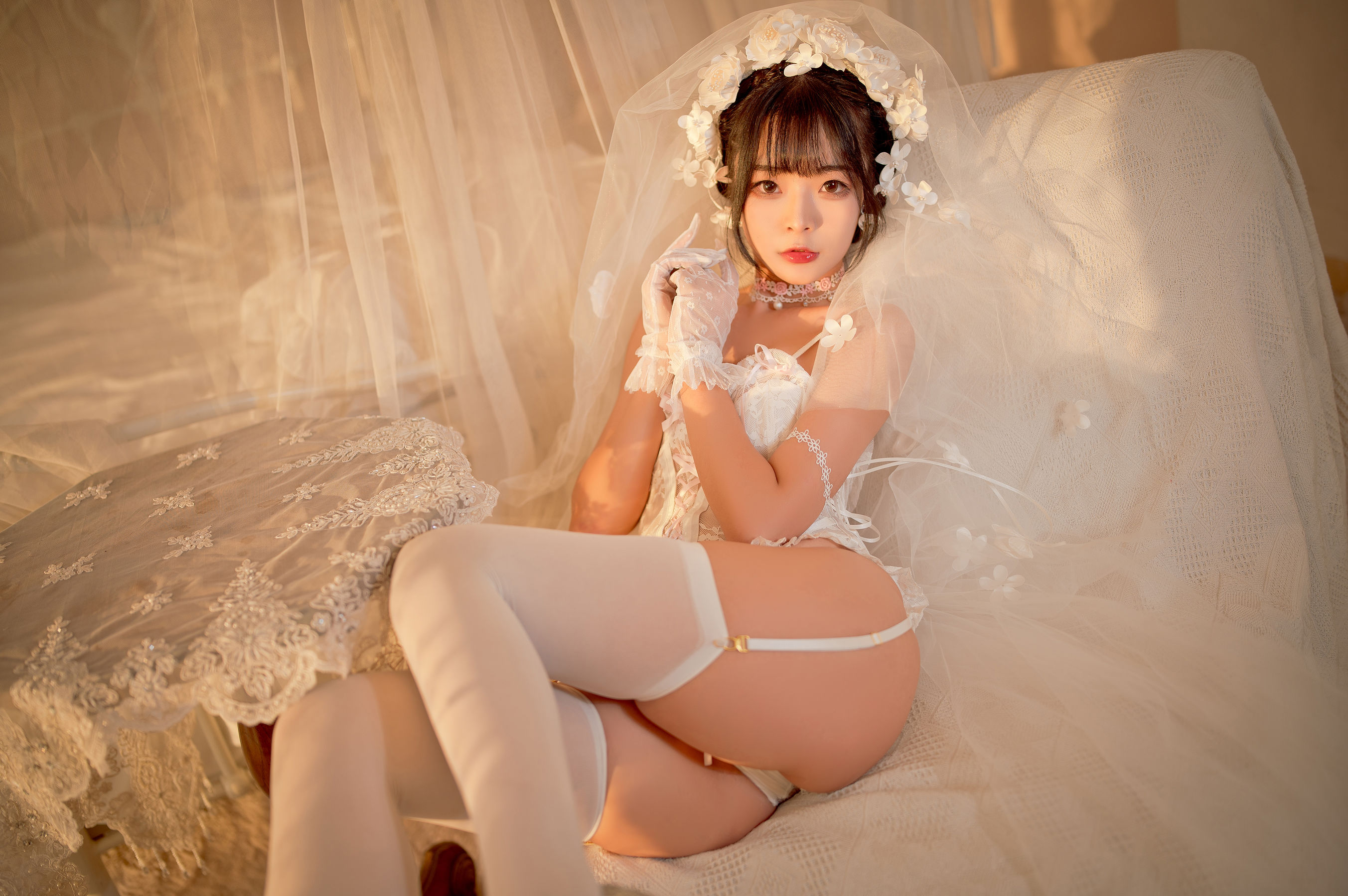 [福利COS] yuuhui玉汇 - 纯白花嫁