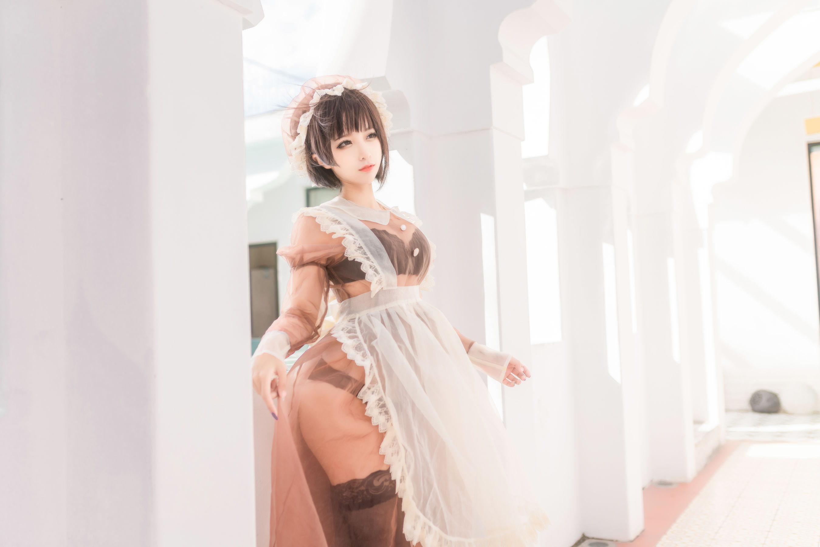 [福利COS] 动漫博主蠢沫沫 - 纱-室外女仆