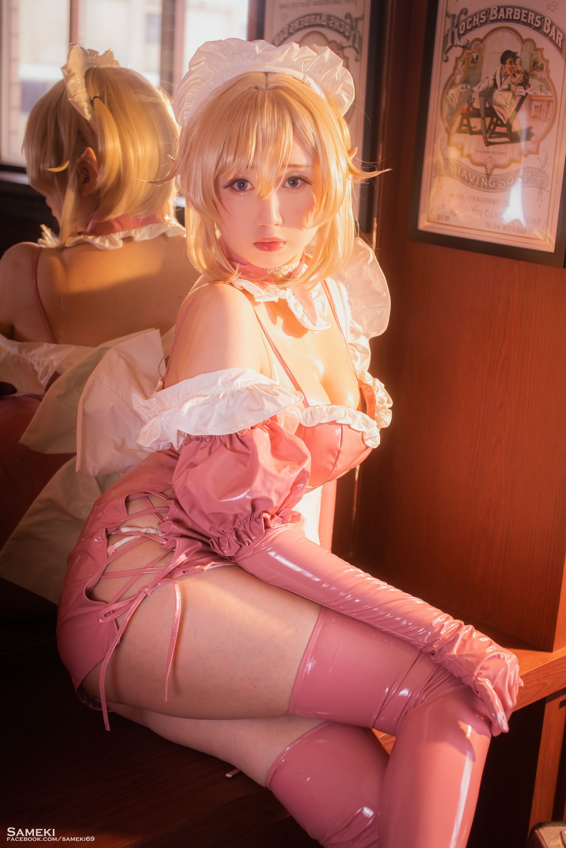 [福利COS] Sameki - 粉色皮衣女仆