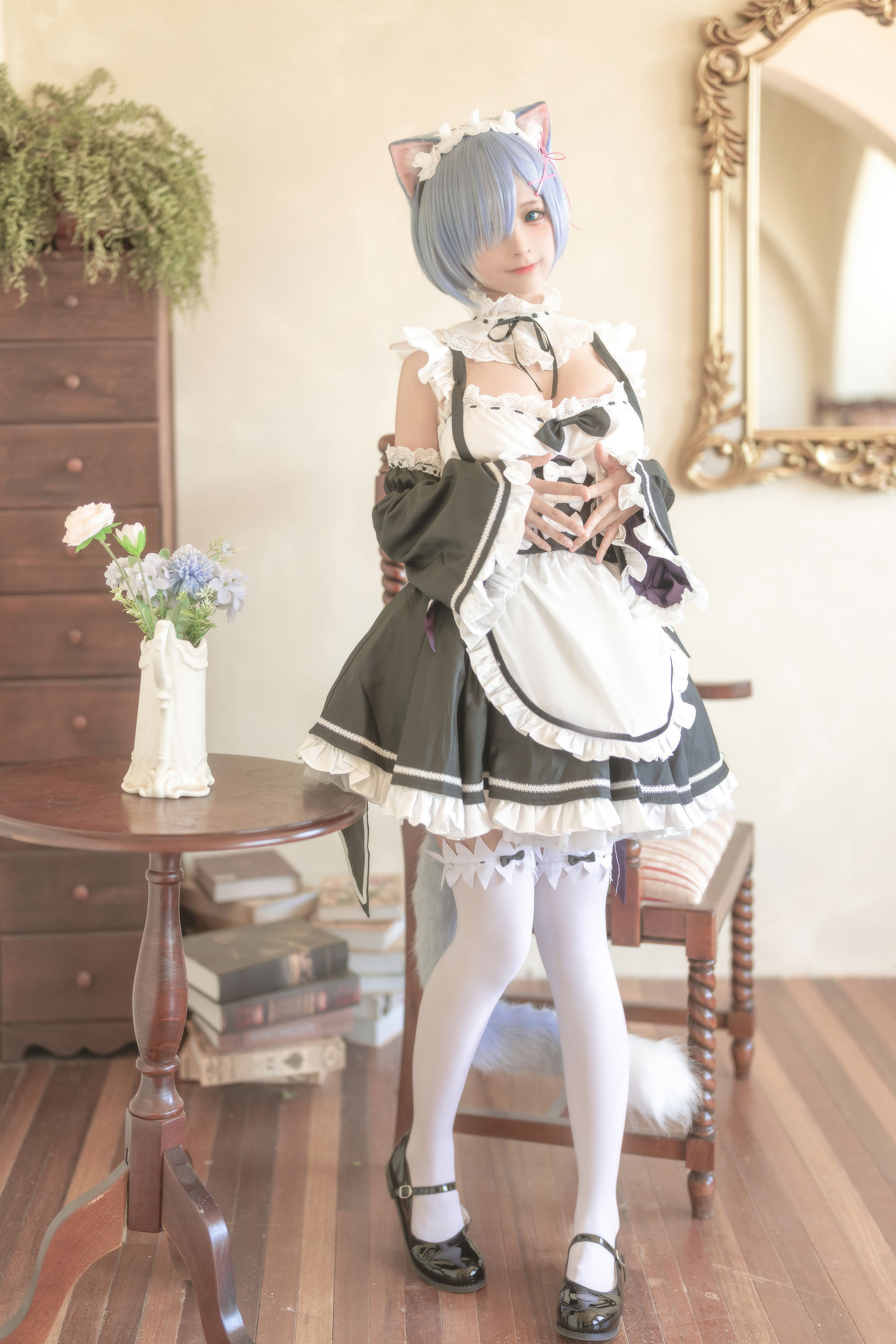 [福利COS] 动漫博主蠢沫沫 - 猫耳雷姆
