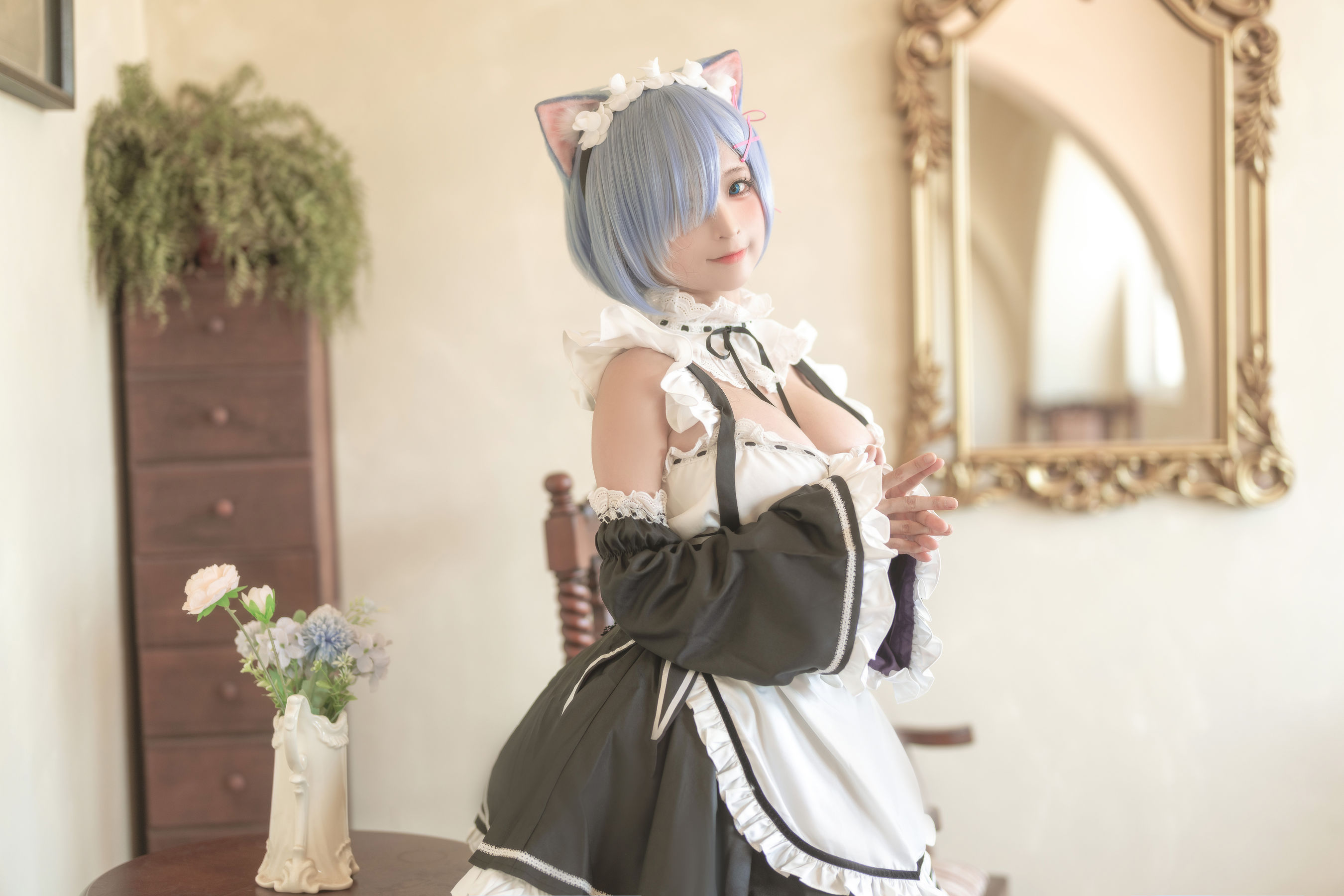 [福利COS] 动漫博主蠢沫沫 - 猫耳雷姆