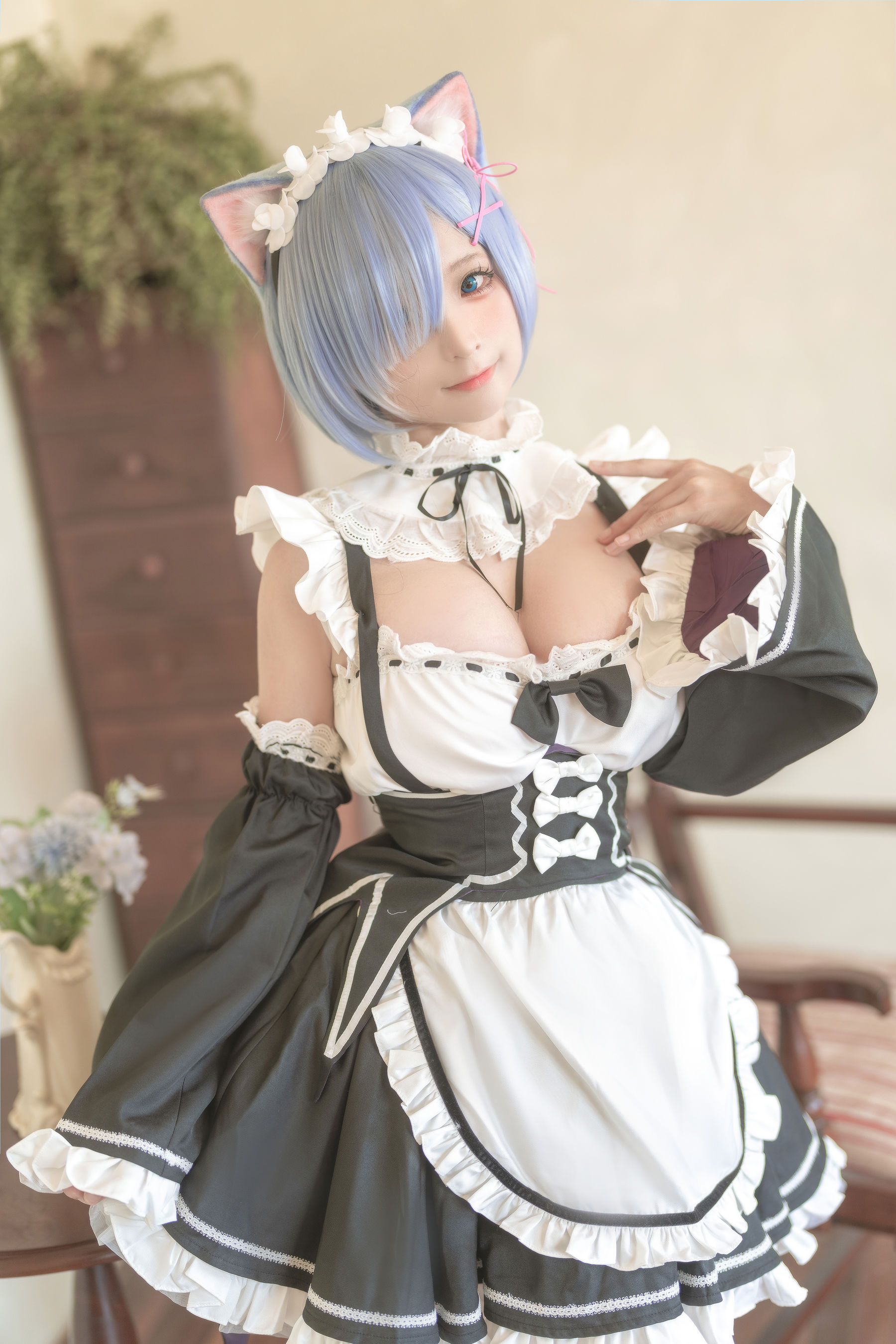 [福利COS] 动漫博主蠢沫沫 - 猫耳雷姆