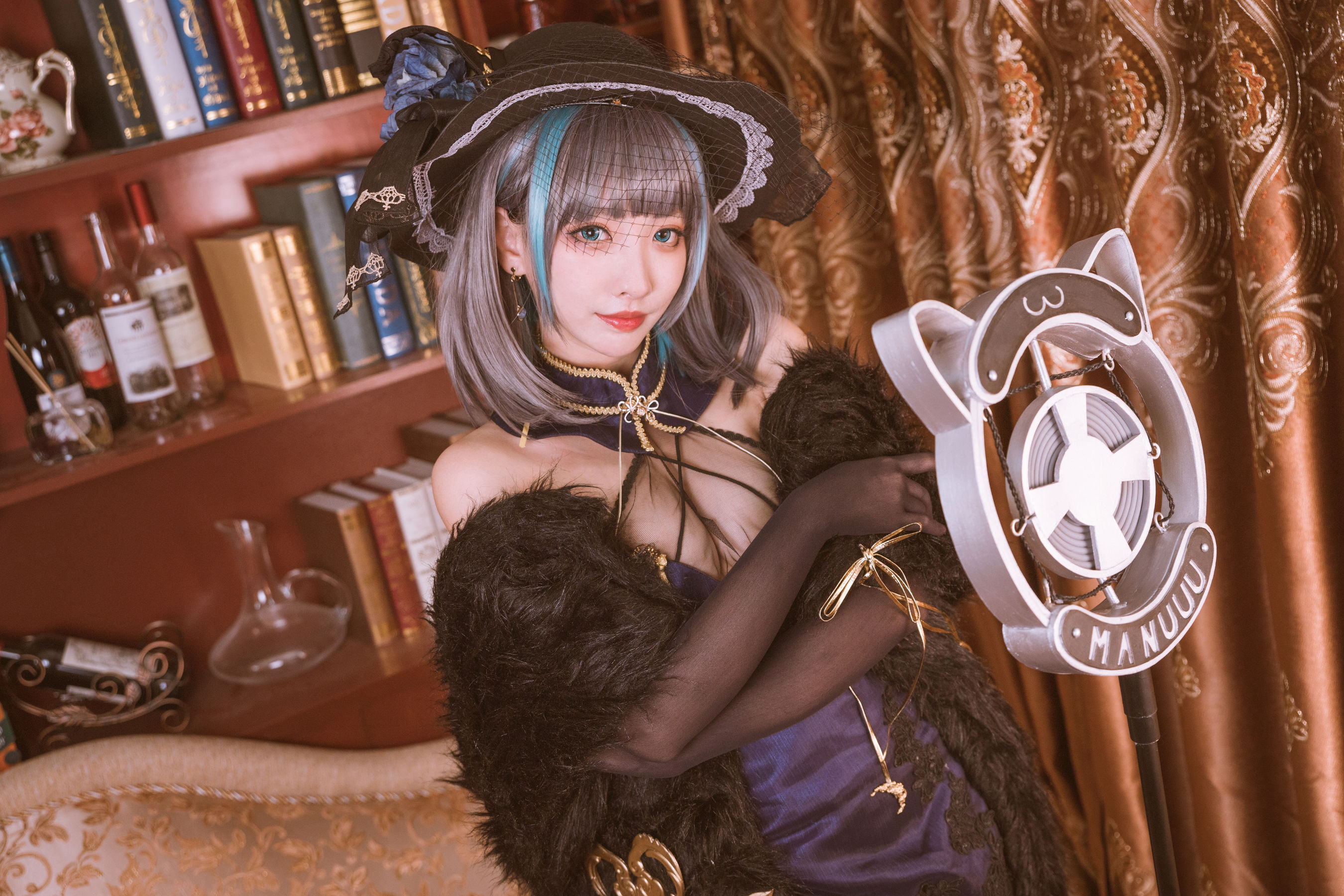 [福利COS] 宫本桜 - 柴郡旗袍 音乐绚烂CaitSith