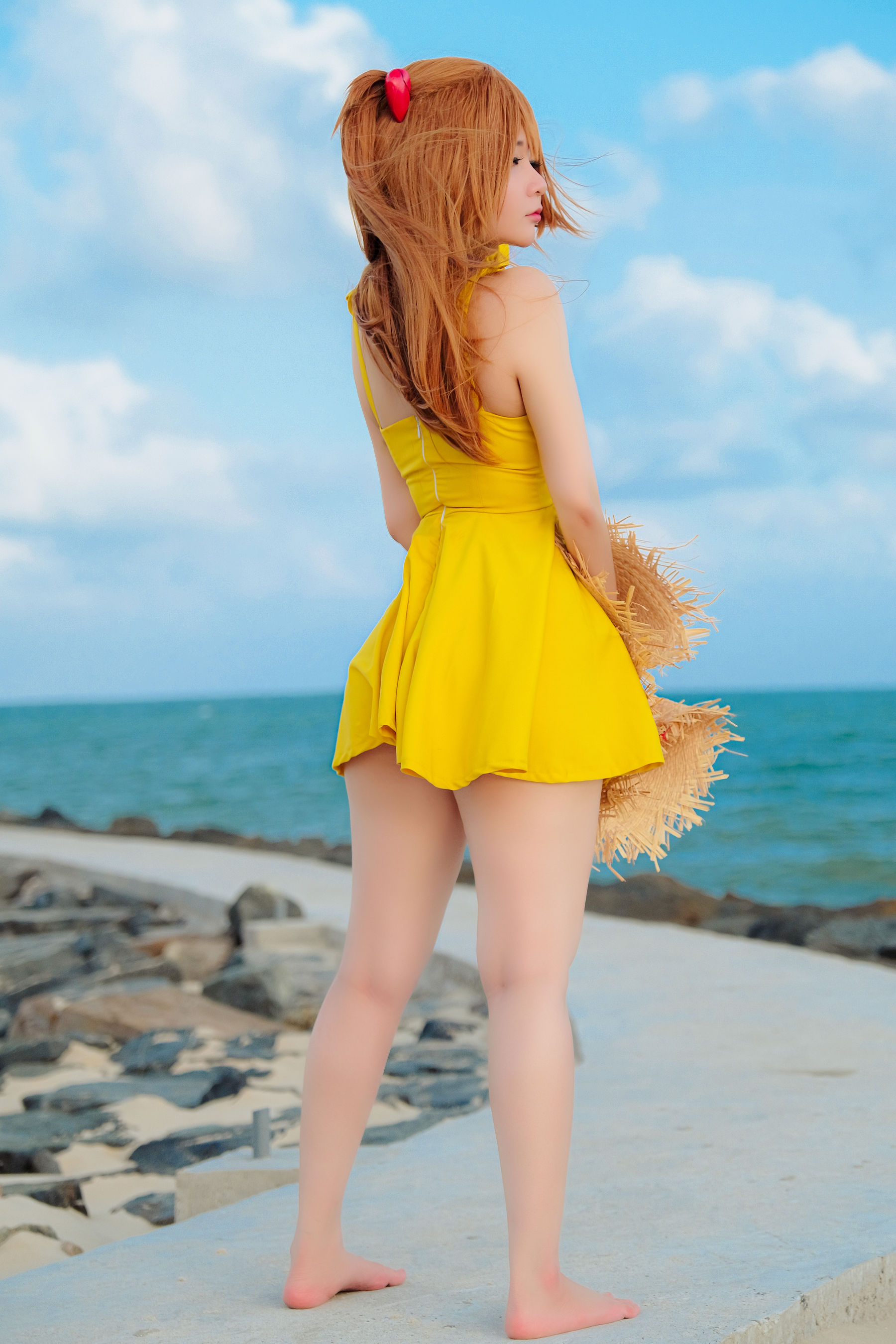 Coser小姐姐Potato Godzilla - Asuka Yellow Dress 
