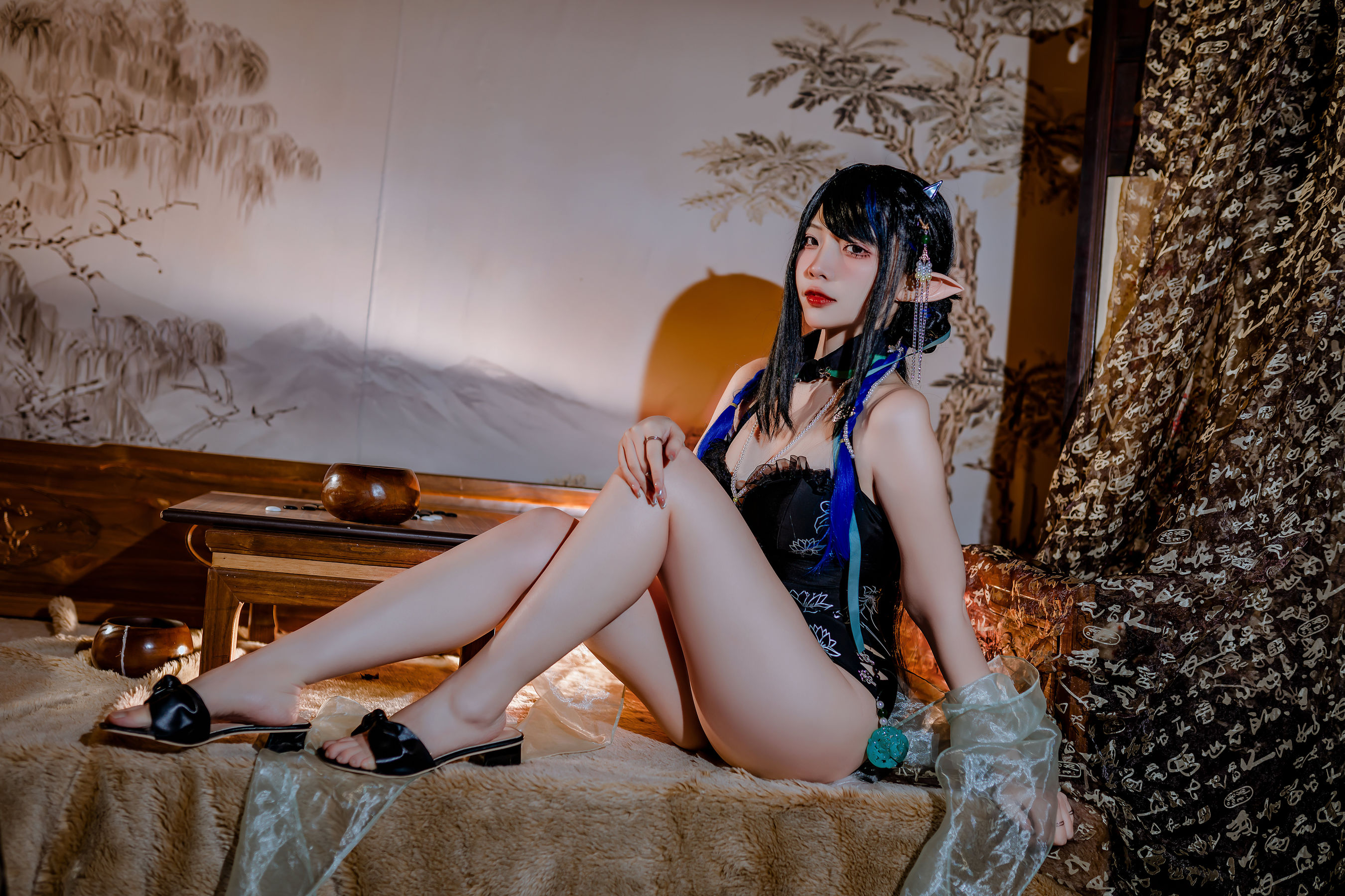 人气Coser 二佐Nisa - 泰拉夏日纪事 方舟夜半泳装