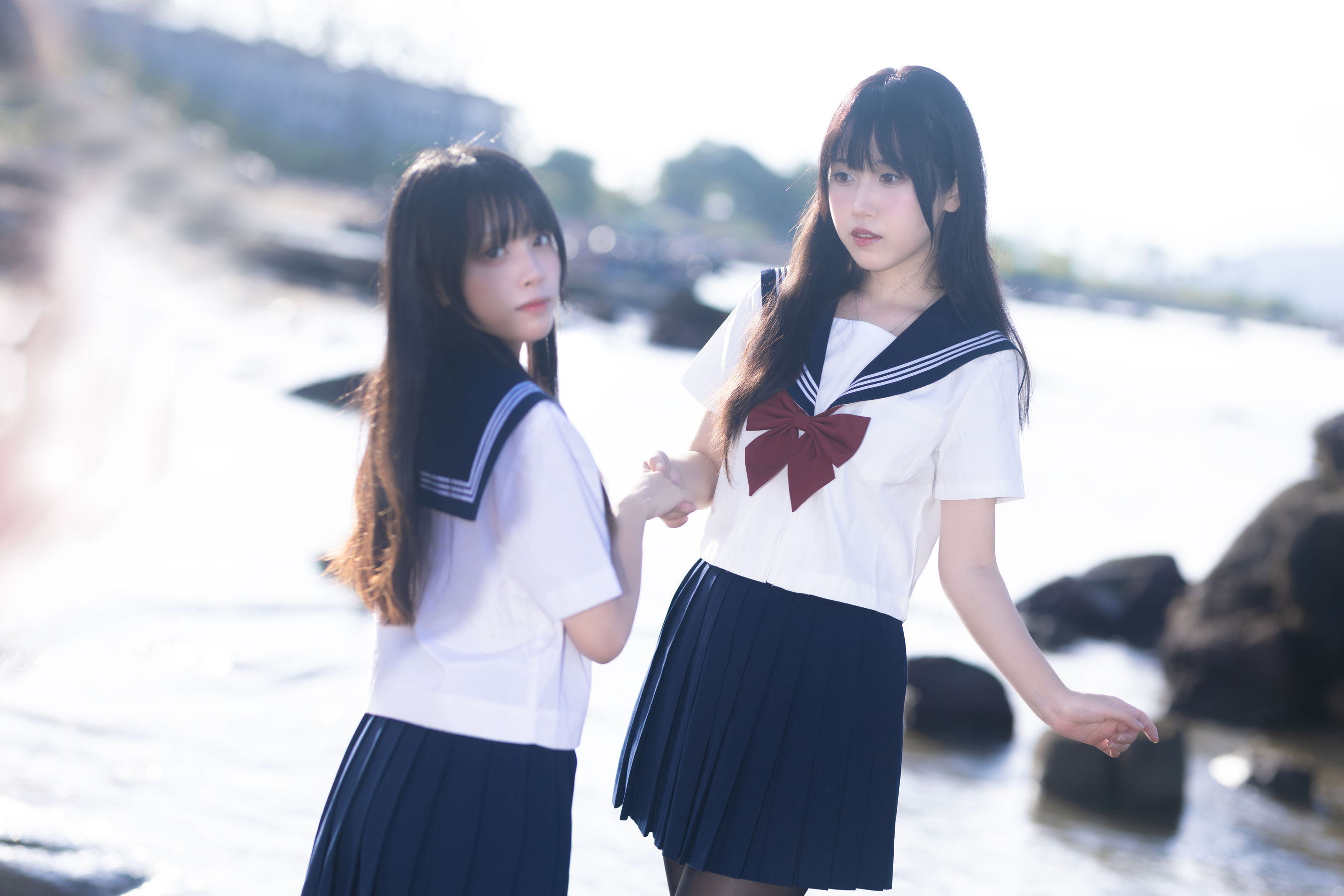 微博人气Coser 不呆猫&三無人型 - 水手服百合黑丝