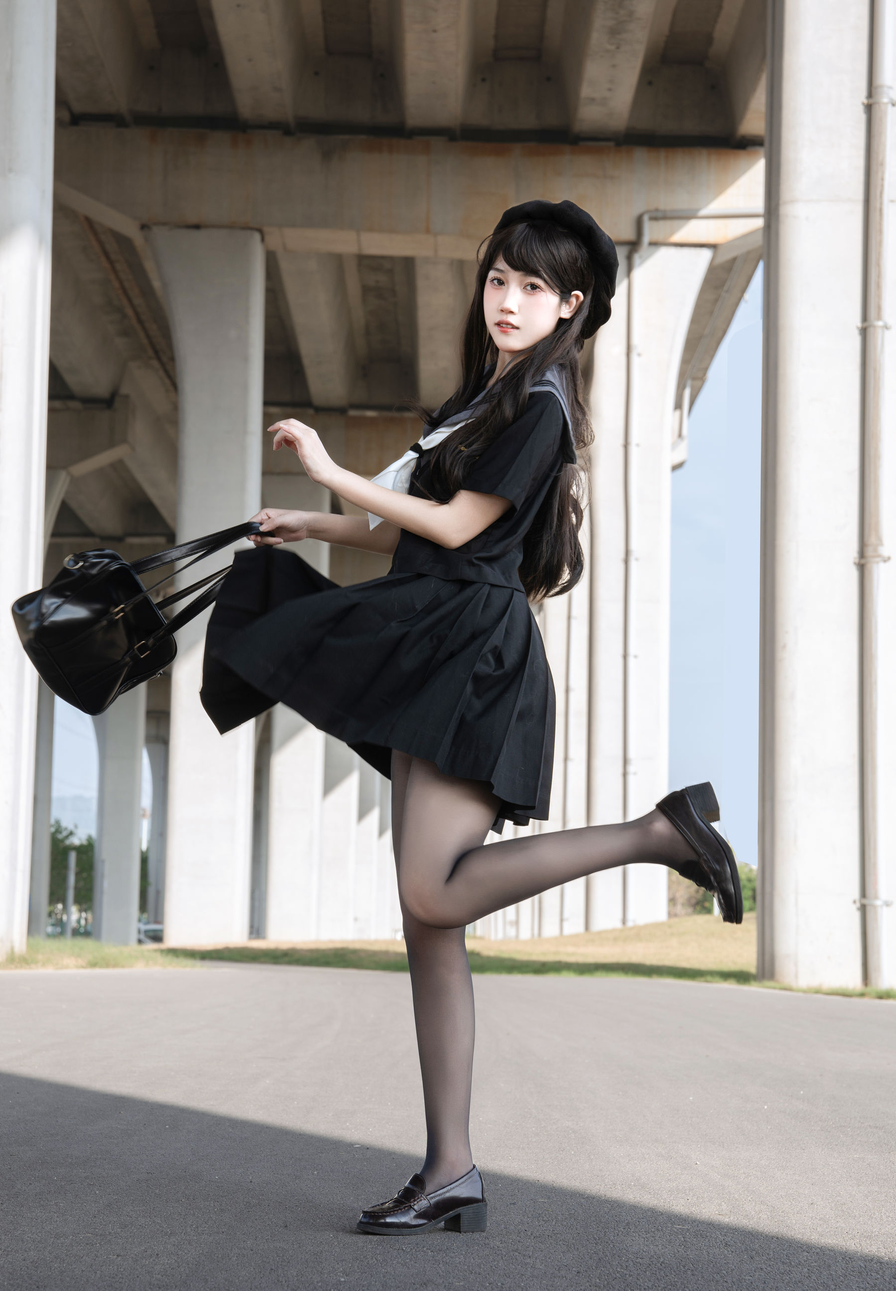 微博人气Coser 不呆猫 - 放课后野外JK