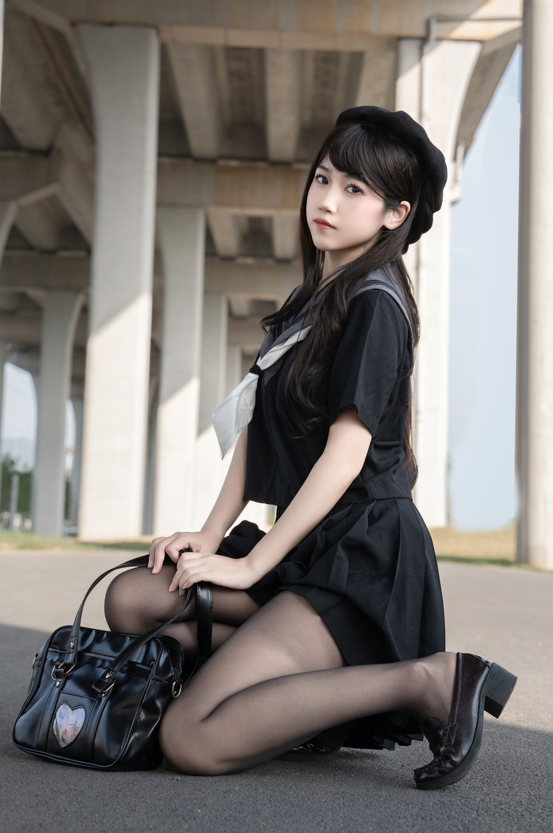微博人气Coser 不呆猫 - 放课后野外JK