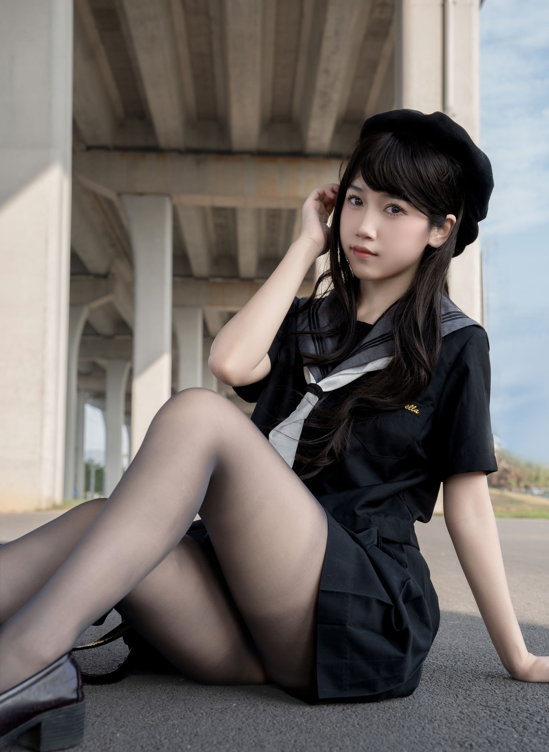 微博人气Coser 不呆猫 - 放课后野外JK